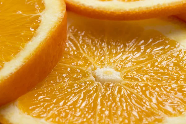 Gros Plan Des Coupes Transversales Juteuses Fruits Orange Concentration Sélective — Photo