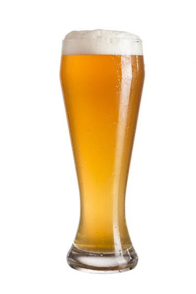 Frosty Glass Cold Unfiltered Wheat Beer Isolated White Background — Stock Photo, Image