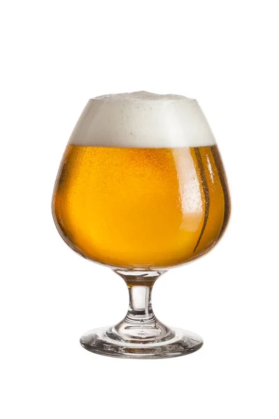 Glass Cold Light Beer Isolated White Background — Stock Photo, Image
