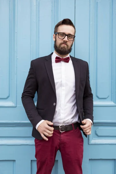 Portrait Bearded Young Handsome Man His Wedding Day — Stock Photo, Image