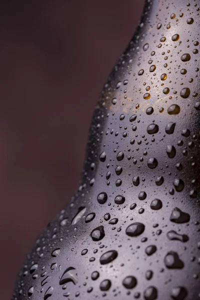 Detail Cold Wet Beer Bottle Dew Condensate Water Droplets Surface — Stock Photo, Image