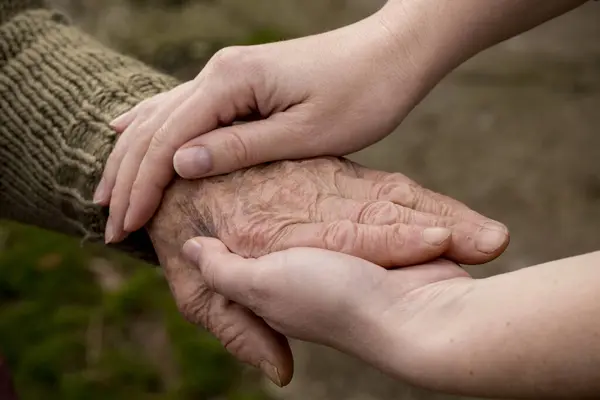 Old Young Person Holding Hands Elderly Care Respect Royalty Free Stock Images