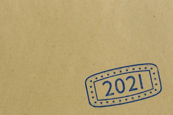 Tintenstempelbogen Aus Braunem Papier Nahaufnahme Des Tintenstempels Mit Zahlen 2021 — Stockfoto