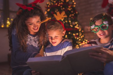 Aileler çocuklarına Noel arifesinde rahat bir evde Noel ağacının yanında oturup masal okurlar. 