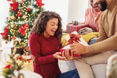 Bir grup neşeli genç arkadaş Noel 'i evde birlikte geçiriyorlar, hediyeleri değiş tokuş edip açarak eğleniyorlar.