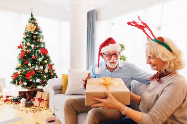 Mutlu son sınıf çifti Noel 'i evde birlikte geçirir, Noel hediyelerini takas edip açarken eğlenirler.