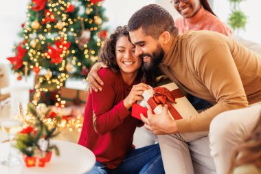 Bir grup neşeli genç arkadaş Noel 'i evde birlikte geçiriyorlar, hediyeleri değiş tokuş edip açarak eğleniyorlar.