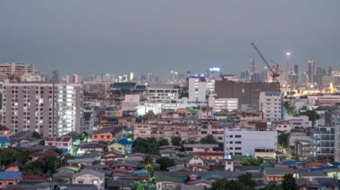 Zaman aşımı Bangkok Tayland iş şehri şehir merkezi hava manzaralı panorama, gece şehir manzaralı 