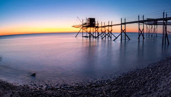 Fishing Hut Stilts Coast Atlantic Ocean Sunset Rochelle Charente Maritime — Stock Photo, Image