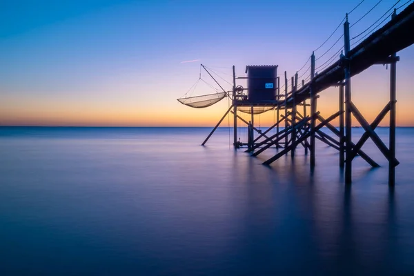 Fischerhütte Auf Stelzen Küste Des Atlantiks Bei Sonnenuntergang Der Nähe — Stockfoto
