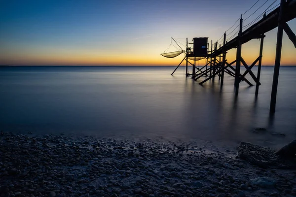 Fishing Hut Stilts Coast Atlantic Ocean Sunset Rochelle Charente Maritime — Stock Photo, Image