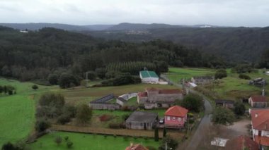 Galiçya kırsal insansız hava aracı görüntüleri, İspanya. Yüksek kalite 4k görüntü