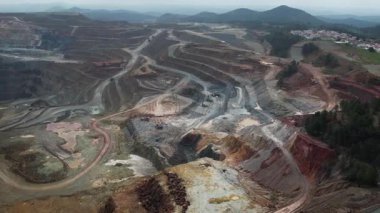 Endülüs İspanya 'sında Rio Tinto madeninin hava aracı görüntüsü. Yüksek kalite 4k görüntü