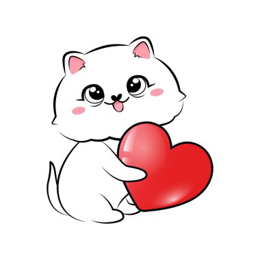 Sevimli aşk tanrısı kedi. Sevgililer Günü stok çizimi. Vektör illüstrasyonu.