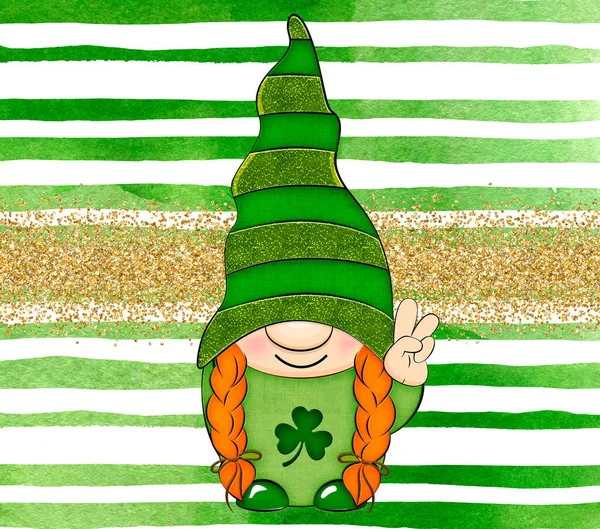 Happy Patricks Day Texture Funny Gnome Иллюстрация Праздника Акций — стоковое фото