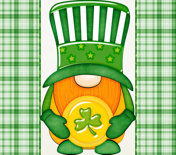 Happy Patricks Day Textura Legrační Gnóm Stock Holiday Illustration — Stock fotografie