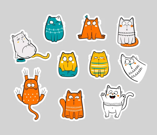 Cat Doodle Cute Stylu Sztuki Linii Rysunek Dłoni Cute Postać — Wektor stockowy