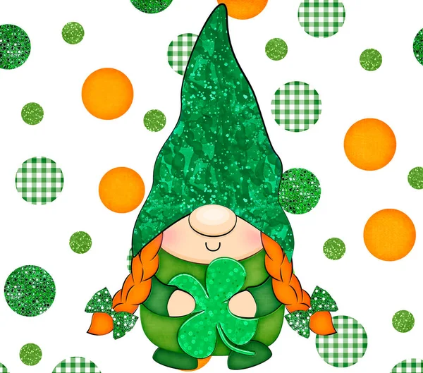 Happy Patricks Day Texture Funny Gnome Stock Holiday Illustration — Stock Photo, Image