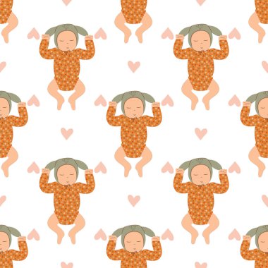 Bebek odası aranjmanı için şirin, kusursuz bir desen. Vektör stok illüstrasyonu. 