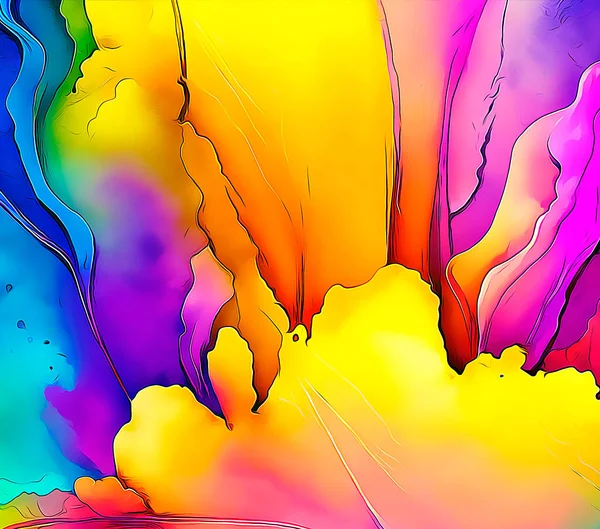 Abstracto Colorido Fondo Arcoíris Acuarela Estilo Dibujos Animados Ilustración Alta — Foto de Stock