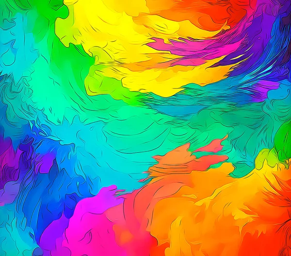 漫画風の抽象的なカラフルな水彩虹の背景 高品質のイラスト — ストック写真