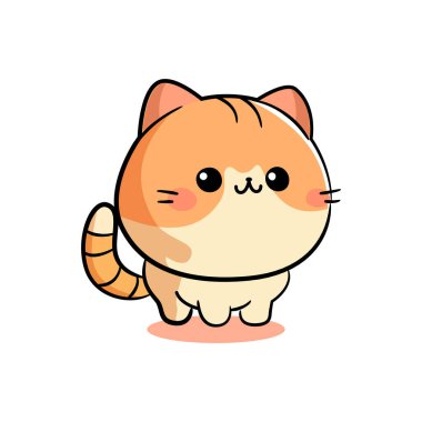 Kawaii tarzında şirin bir kedi. Vektör stok illüstrasyonu. 