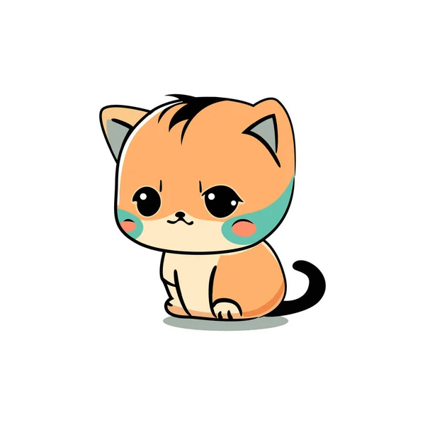 Χαριτωμένη Γάτα Στυλ Καβάι Εικονογράφηση Διανύσματος — Διανυσματικό Αρχείο