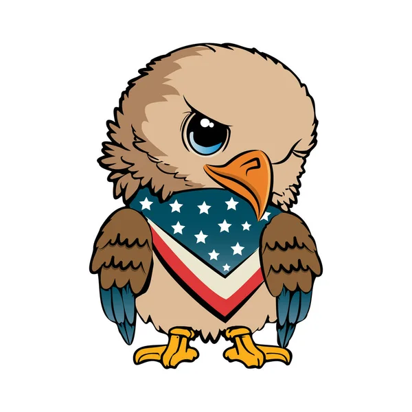 Niedliche Karikatur Patriotischen Adler Vektorillustration — Stockvektor