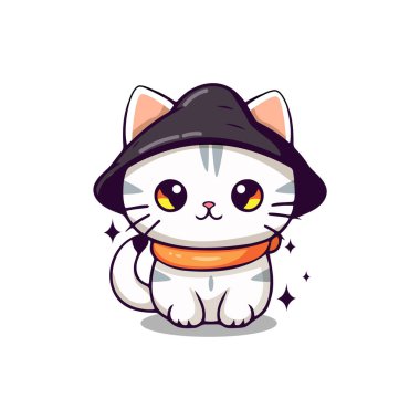 Halloween cat in doodle style. Vector stock illustration. 
