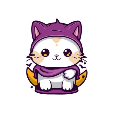 Halloween cat in doodle style. Vector stock illustration. 