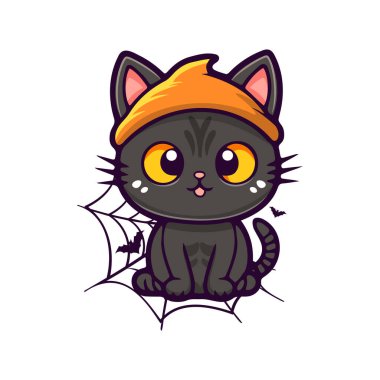 Halloween cat in doodle style. Vector stock illustration. 
