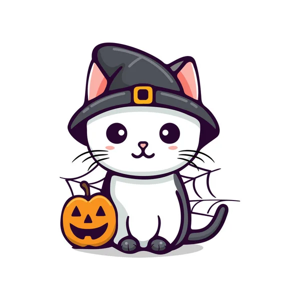 Halloween Cat Doodle Style Vector Stock Illustration — Image vectorielle