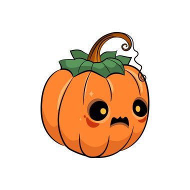 Beyaz arka planda izole edilmiş Cadılar Bayramı balkabağın kutlu olsun. Vektör stok illüstrasyonu.