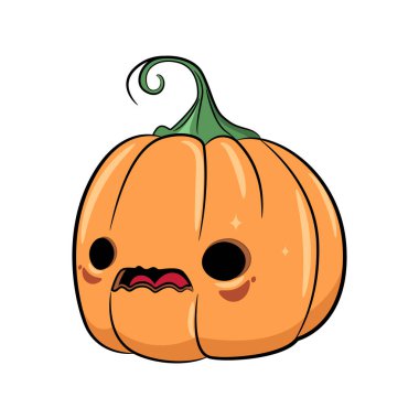 Beyaz arka planda izole edilmiş Cadılar Bayramı balkabağın kutlu olsun. Vektör stok illüstrasyonu.