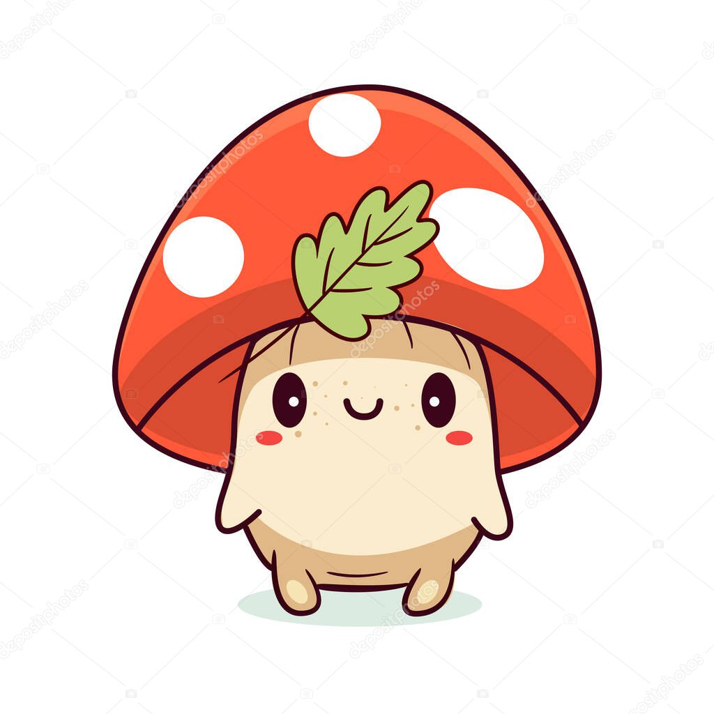 Cute cartoon mushroom illustration for kids. Vector illustration