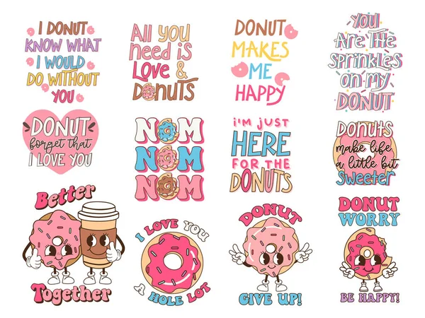 Inspirational Cute Donut Quote Funky Style Vector Design Vector Illustration — Image vectorielle