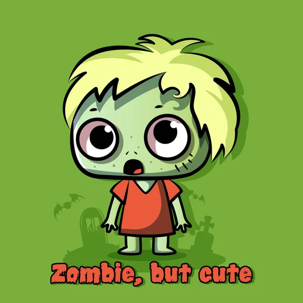 Netter Zombie Halloween Charakter Vektoraktiendarstellung — Stockvektor