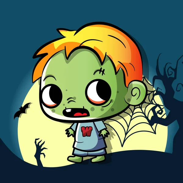 Leuke Zombie Halloween Karakter Voorraadillustratie Van Vectoren — Stockvector