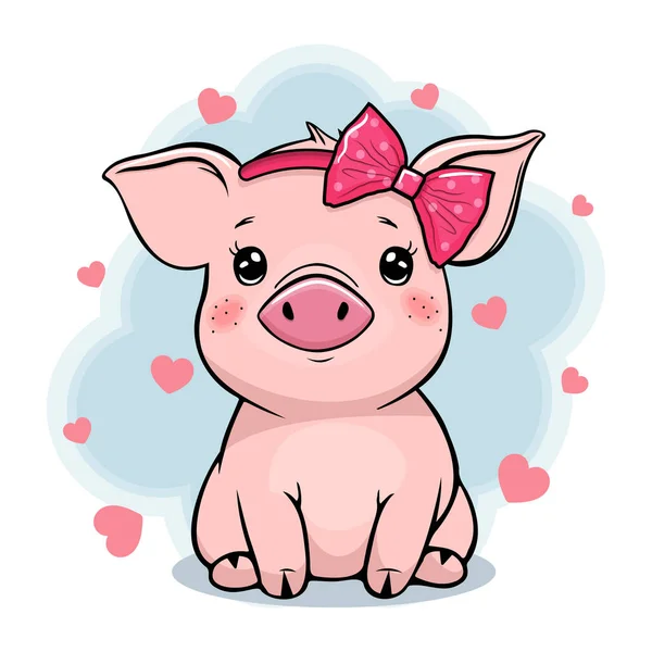 Piękna Ikona Kreskówki Cute Baby Pig Białym Tle Projektowania Dekoracji — Wektor stockowy