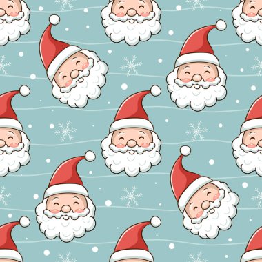 Mutlu Noeller, Noel Baba kusursuz desen. Vektör stok illüstrasyonu. 