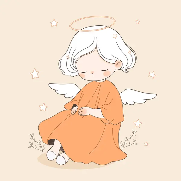 休日の設計のためのかわいい漫画の赤ん坊の天使 ベクトルストックイラスト — ストックベクタ