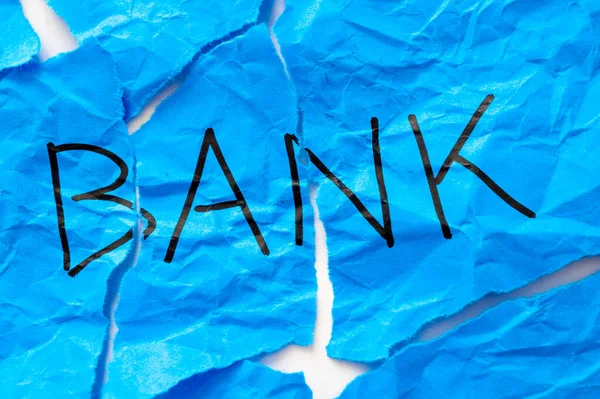 Carta Stropicciata Con Parola Bank Fallimento Collasso Una Banca Conseguenze — Foto Stock