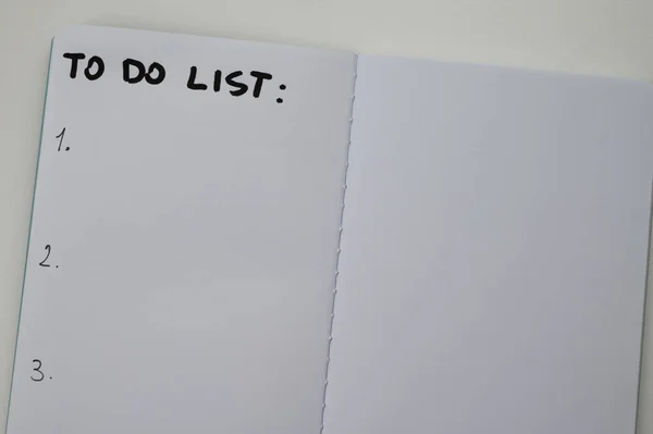 Pusta Strona Pamiętnika Napisem Zrobienia Listy Cele Priorytety Rzeczy Zrobienia — Zdjęcie stockowe