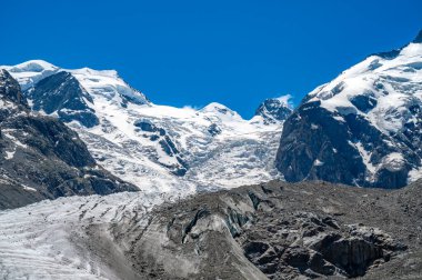 İsviçre, Engadin 'deki Morteratsch Buzulu' nun yakın görüntüsü..