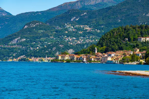 stock image The town of Bellagio, and in the background the town of Varenna, on Lake Como.