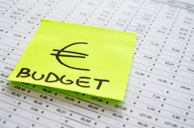Table with budget, expenses, revenues and ticket with Euro symbol. clipart