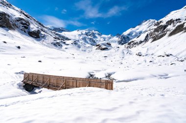 A close-up view of the Morteratsch glacier in winter, Engadin, Switzerland. clipart