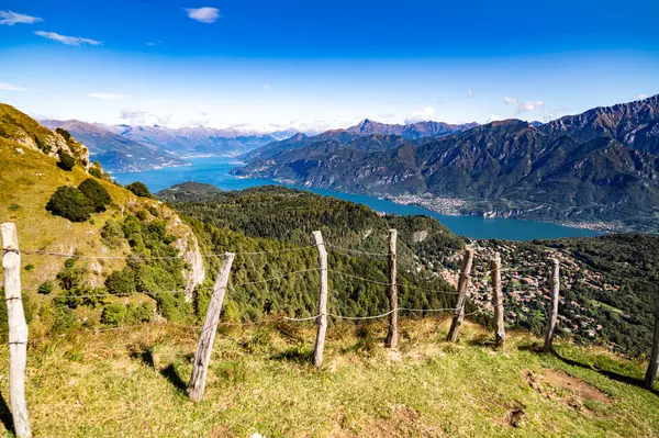 stock image Panorama of Lake Como, photographed in autumn from Monte San Primo, with the surrounding villages and mountains.