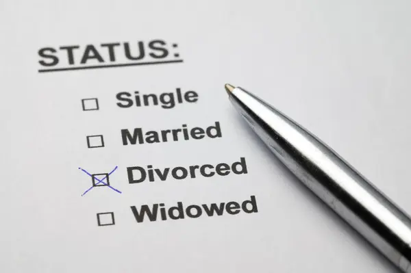 Metin Durumu ve Boşanmış sözcüğünün yazılı olduğu beyaz sayfa. Boşanmış insanların durumu.