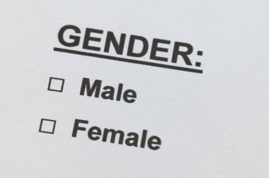 Cinsiyet mesaj modülü ve kadın ve erkek seçenekleri. Sadece iki tanınmış cinsiyet.